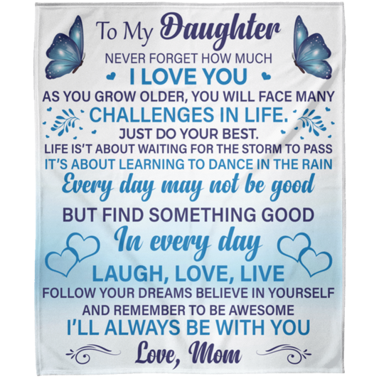 To My Daughter Love Mom Arctic Fleece Blanket 50x60