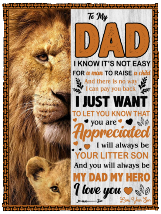 Dad Lion Plush Fleece Blanket - 30x40