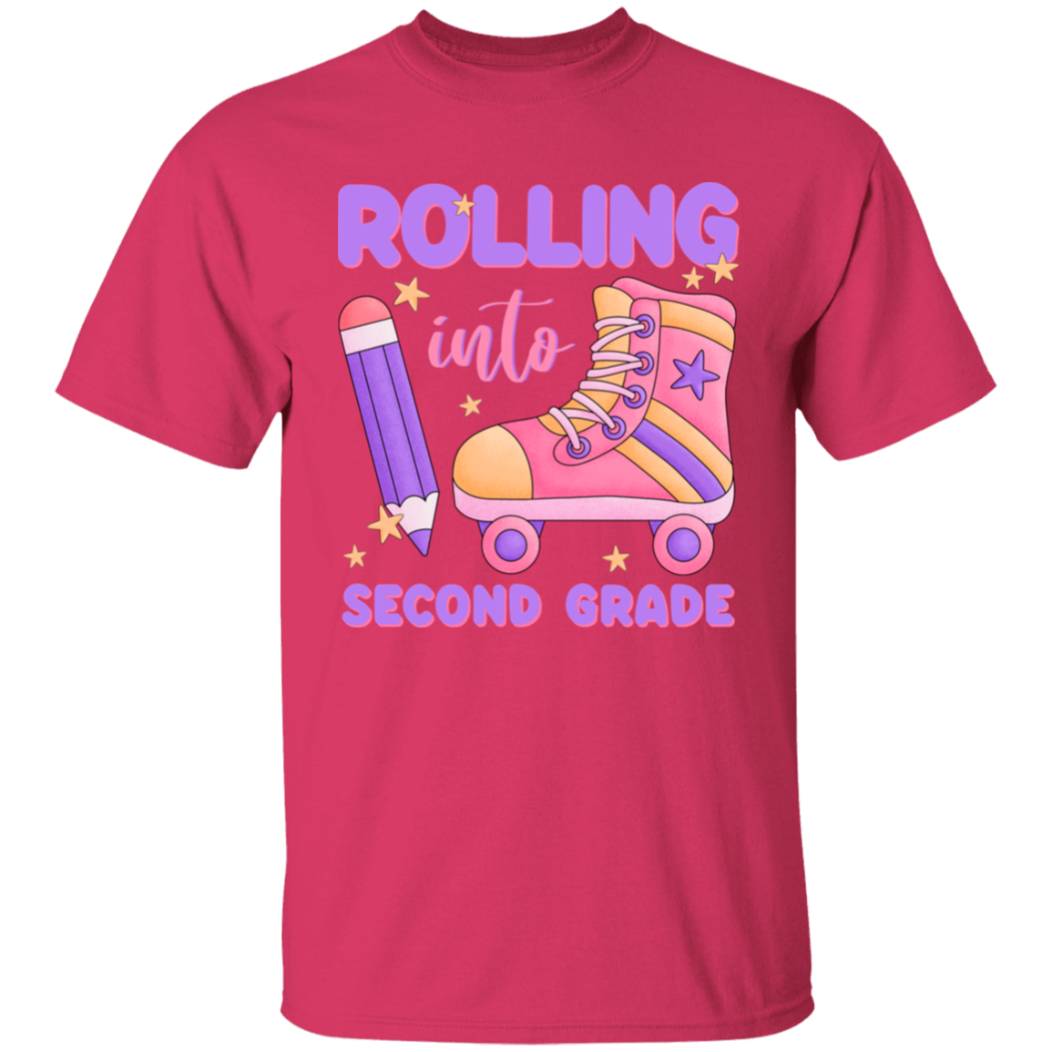 Rolling Into Second Grade Youth Cotton T-Shirt