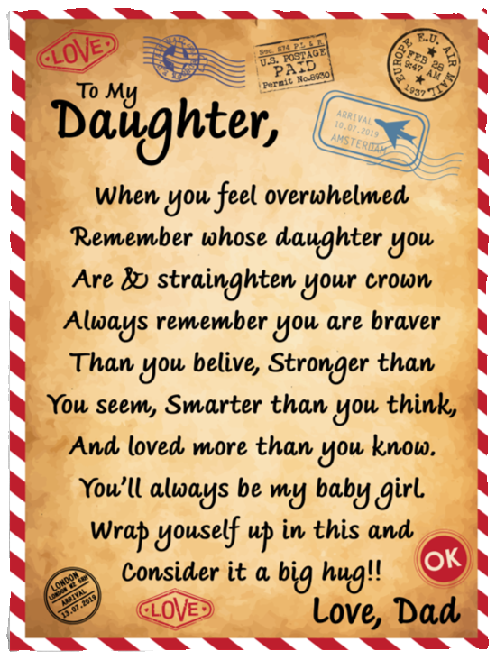 To Our Daughter Letter Plush Fleece Blanket - 30x40