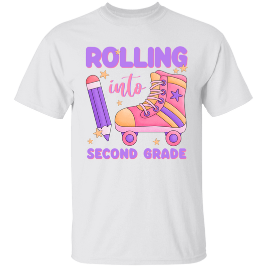 Rolling Into Second Grade Youth Cotton T-Shirt