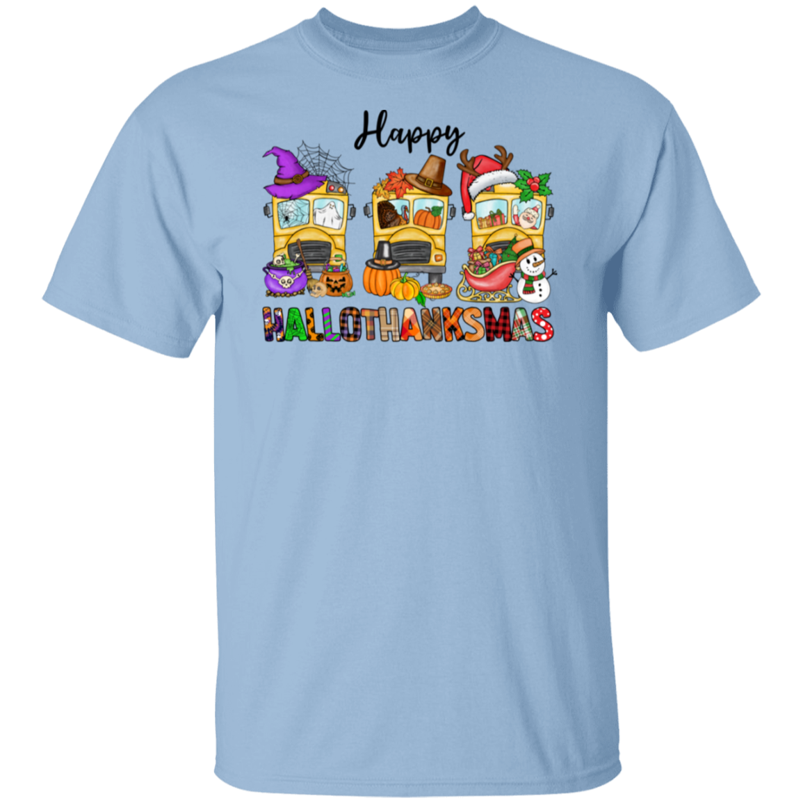 School Bus Hallothanksmas T-Shirt
