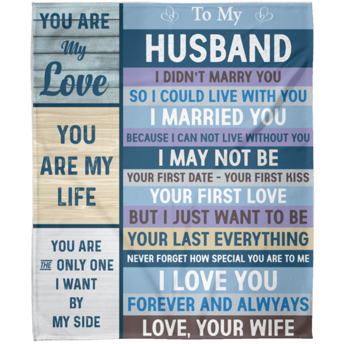 To My Husband You Are Loved. Love Your Wife Arctic Fleece Blanket 50x60