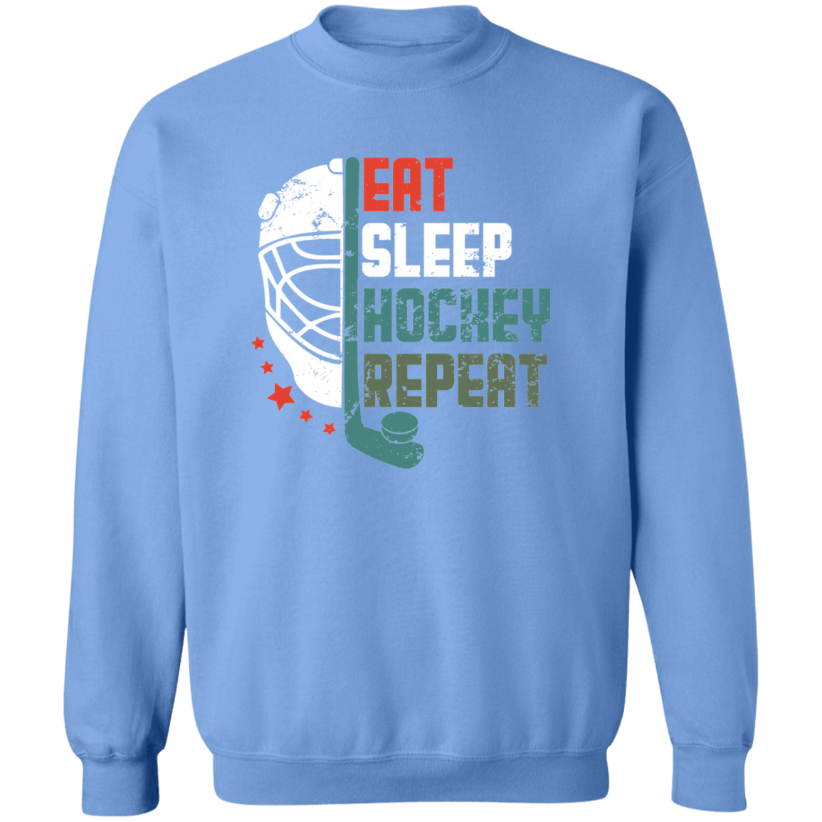 Eat Sleep Hockey Repeat Darker Colors Crewneck Pullover Sweatshirt