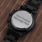 Customized Black Chronograph Watch Personalized on the Back with your words!