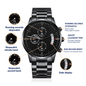 Customized Black Chronograph Watch Personalized on the Back with your words!