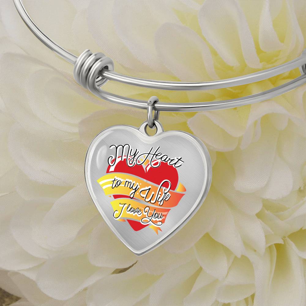 To My Wife My Heart I Love You Bangle Bracelet