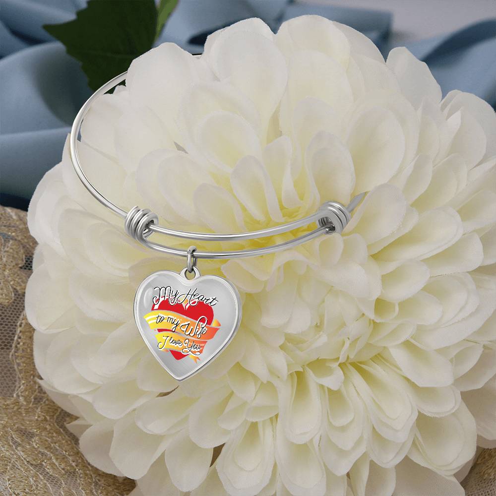 To My Wife My Heart I Love You Bangle Bracelet