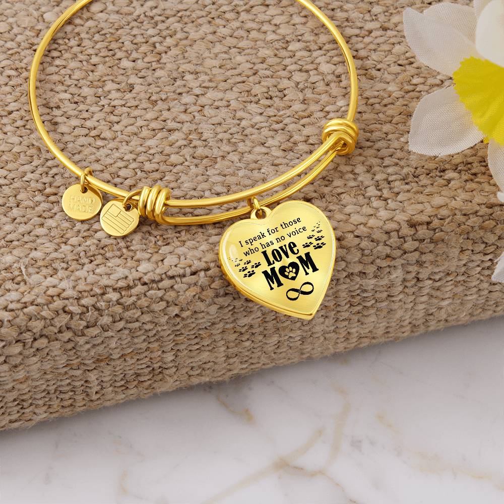 Dog Mom I Speak For Those That Have No Voice Bangle Bracelet