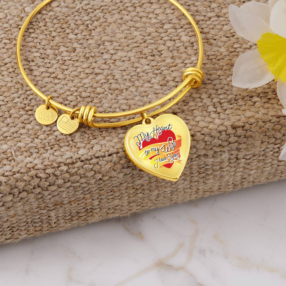 To My Wife My Heart I Love You Bangle Bracelet