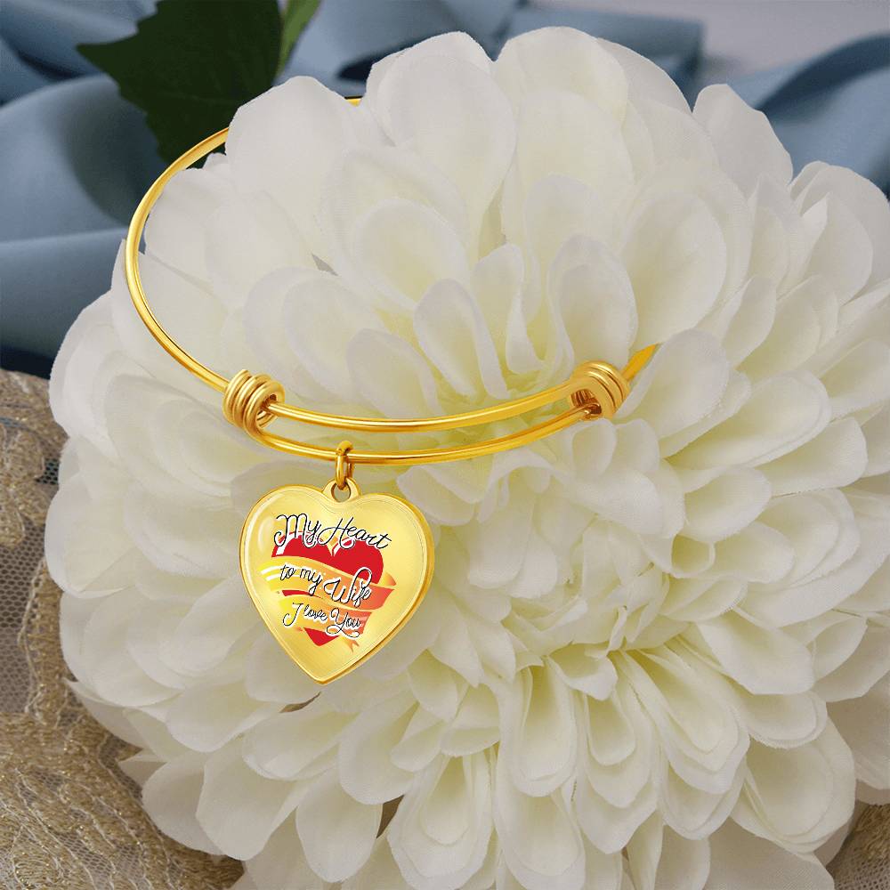 To My Wife My Heart I Love You Bangle Bracelet