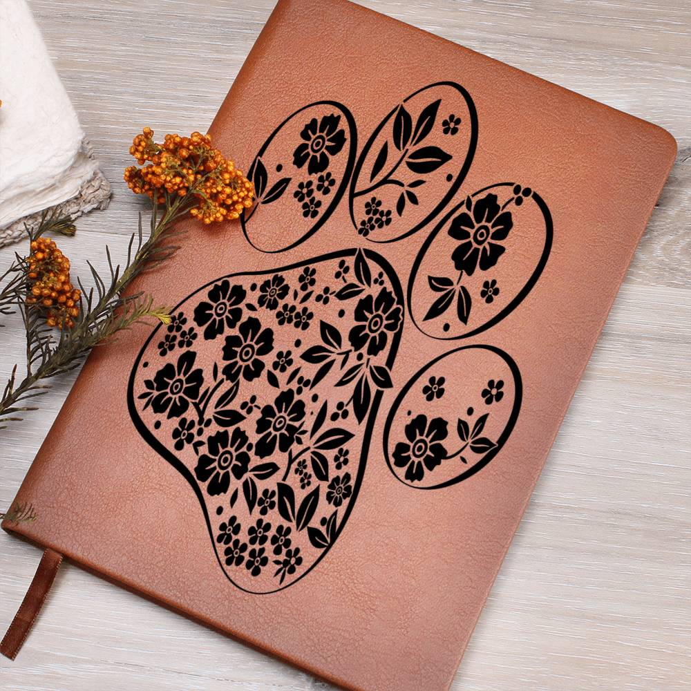 Floral Paw Print Blank Journal