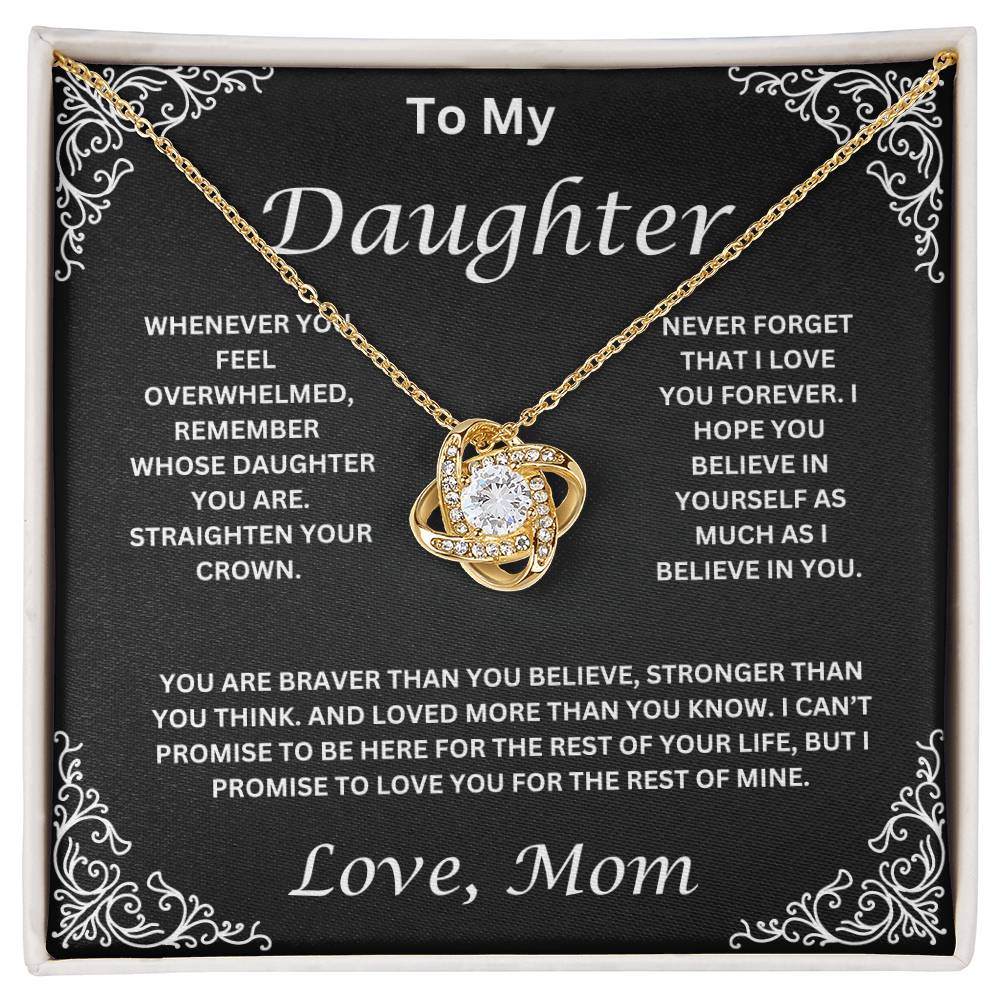 To My Daughter Love Mom Love Knot Necklace