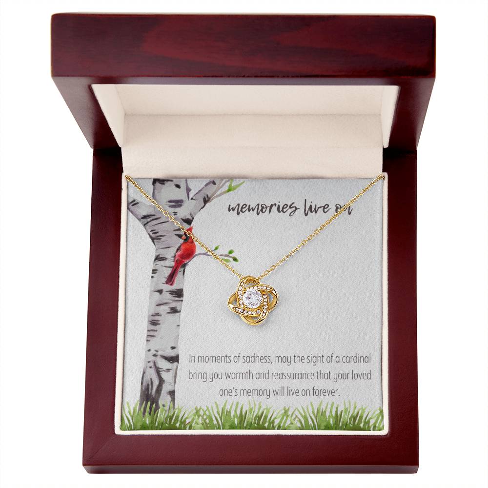 Memories Live On Love Knot Memorial Necklace