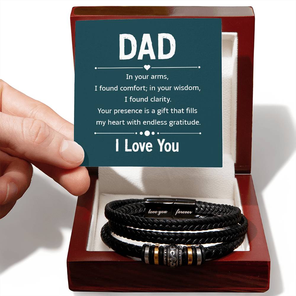 Dad In Your Arms I have Found Comfort Love You Leather Bracelet
