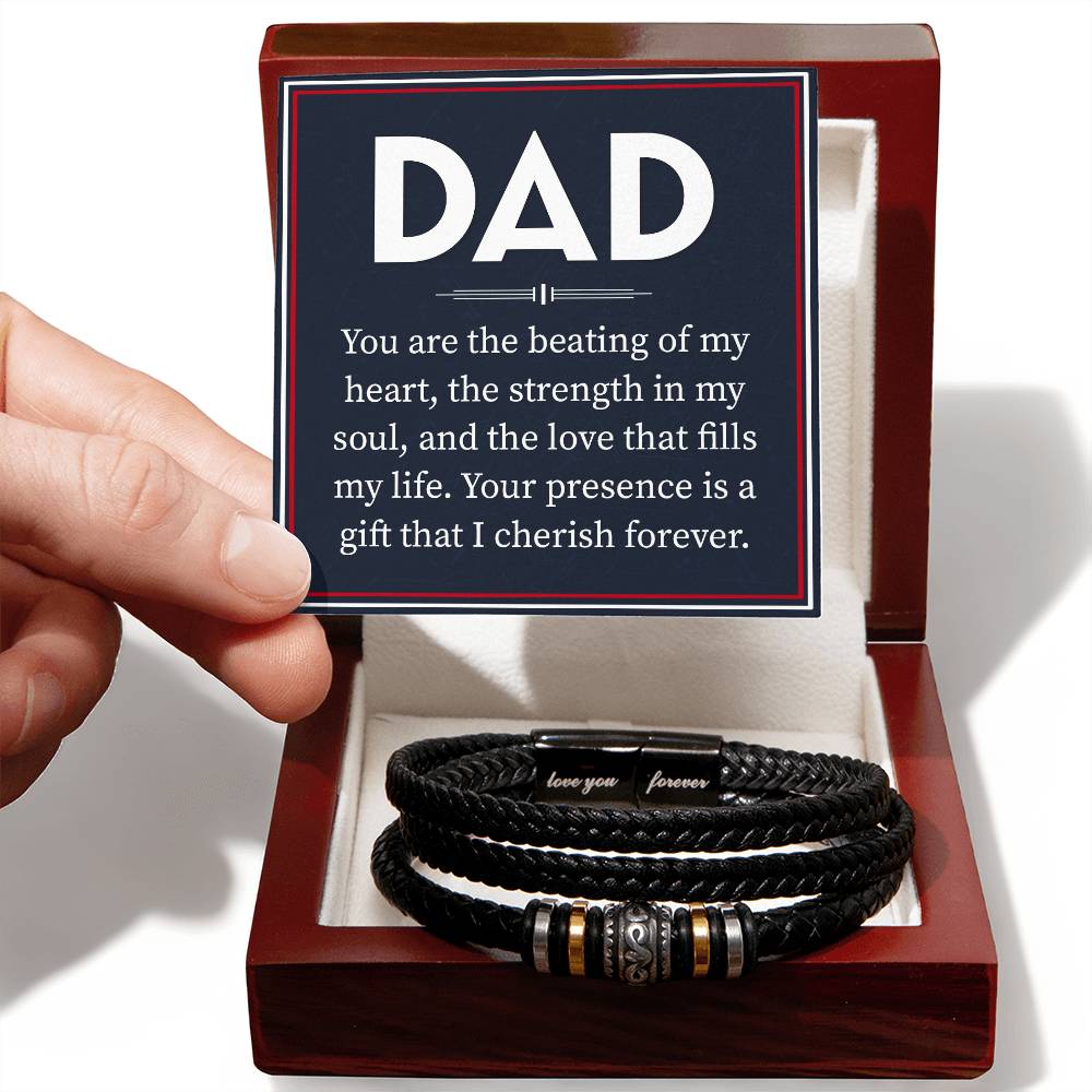 Dad You Are The Beating of my Heart Love You Forever Leather Bracelet