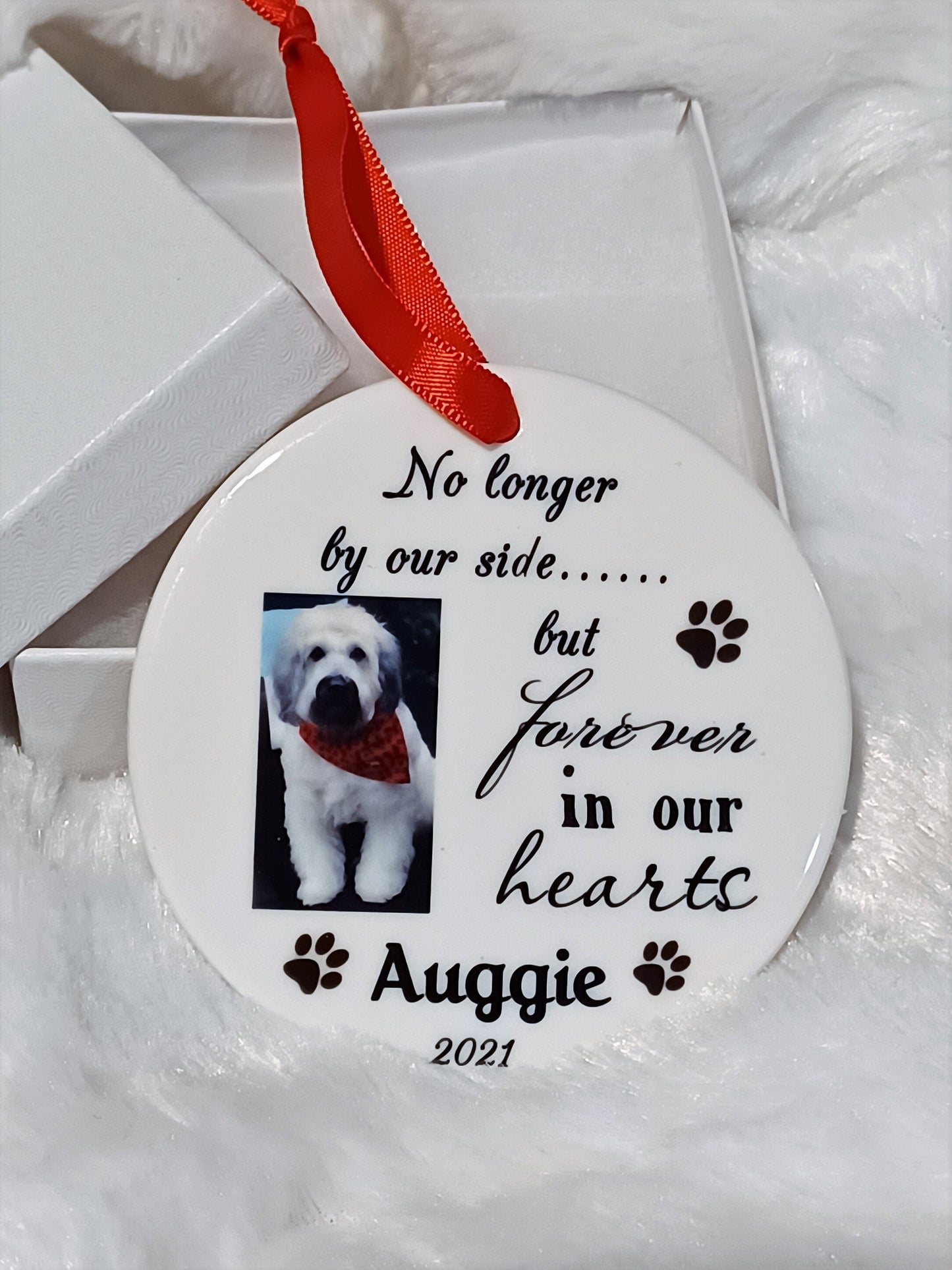 Personalized Dog Memorial Ornament: Pet Loss Gift, Custom Photo