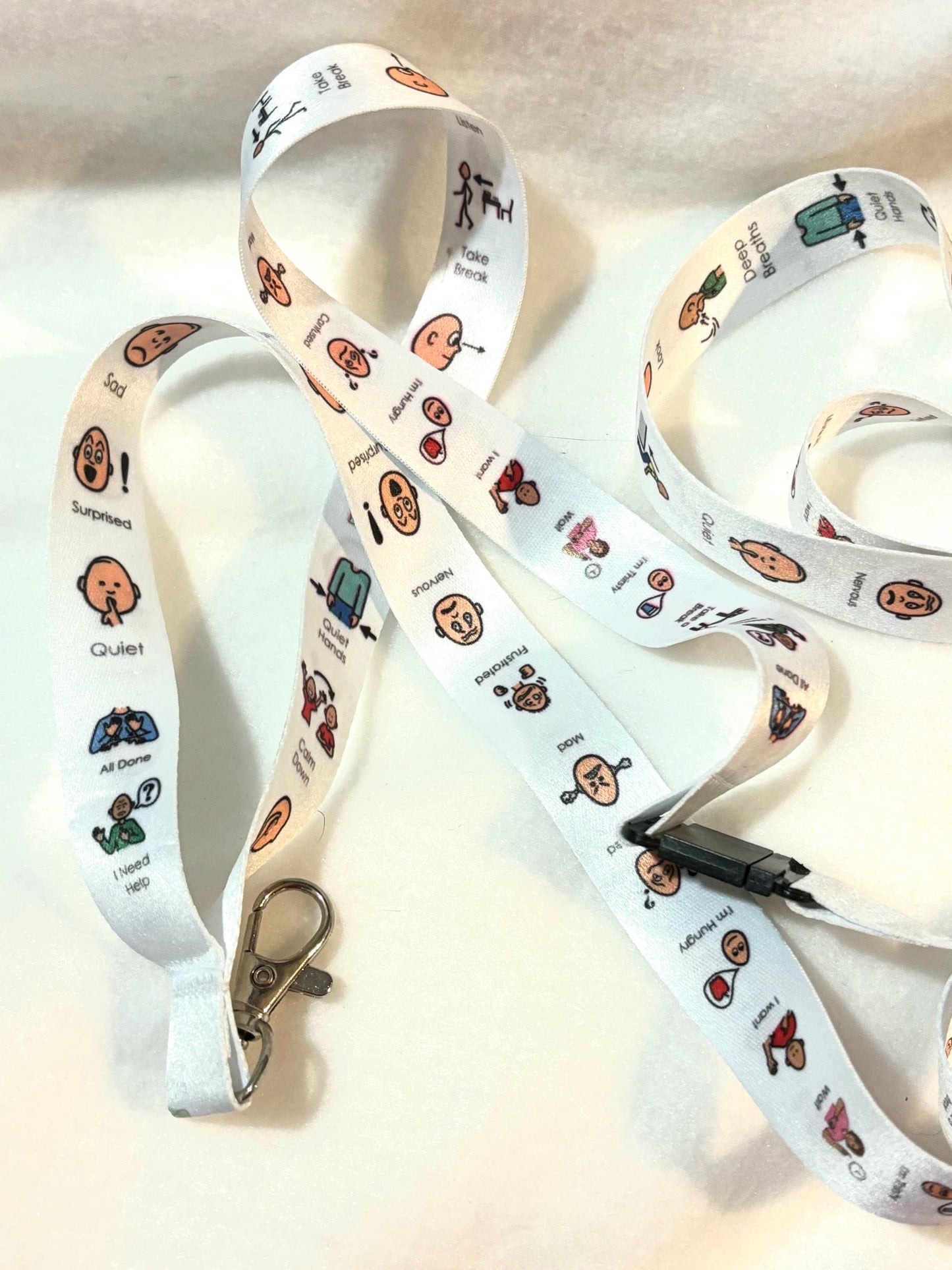 Special Education Visual Icon Lanyard – SPED Teacher Badge Holder with Communication Cues for Classroom