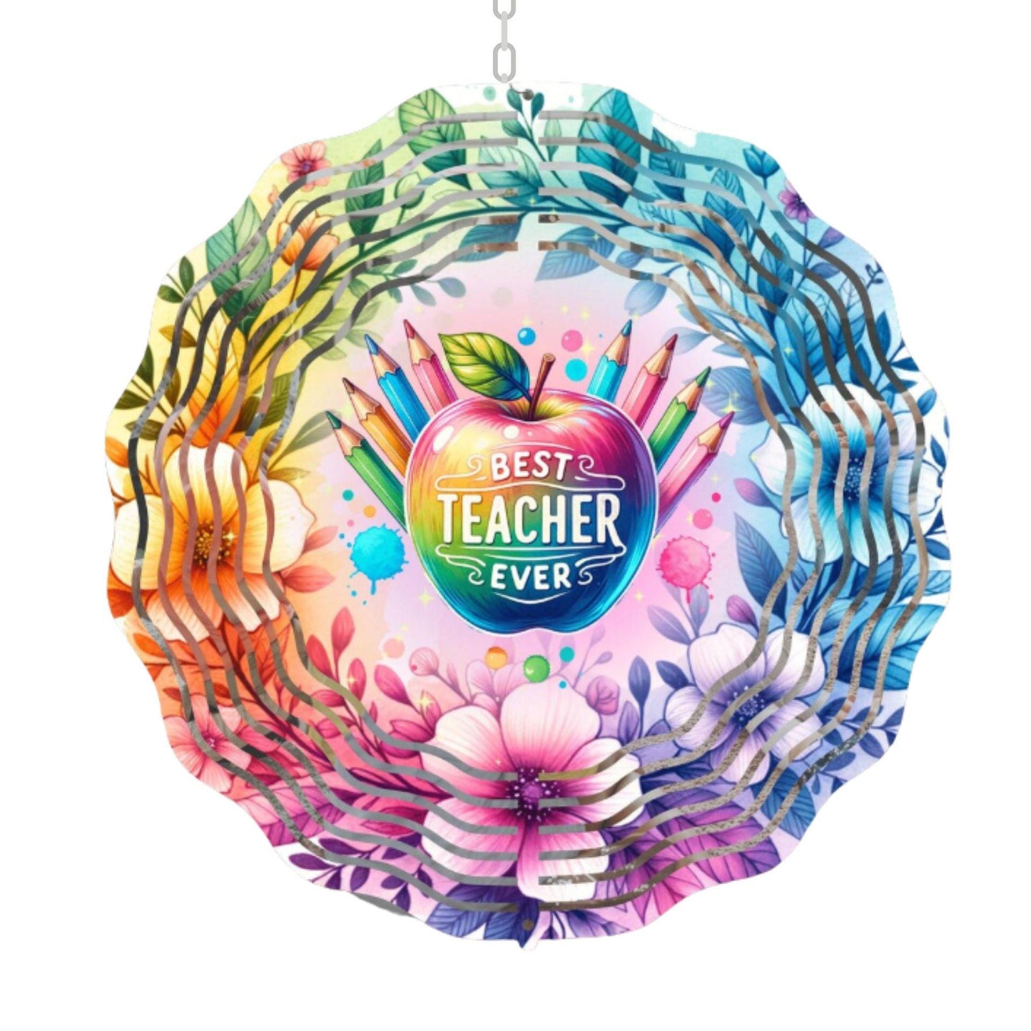 Teacher Appreciation Wind Spinner, 10-inch Metal, Best Teacher Ever