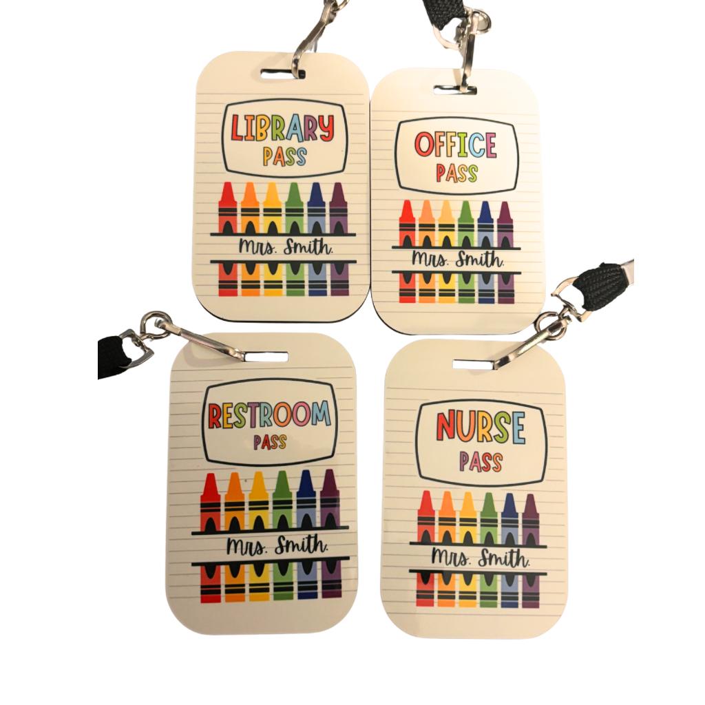 Classroom Double Sided Hall Passes, 4 pack, Back to School, Teacher Gifts