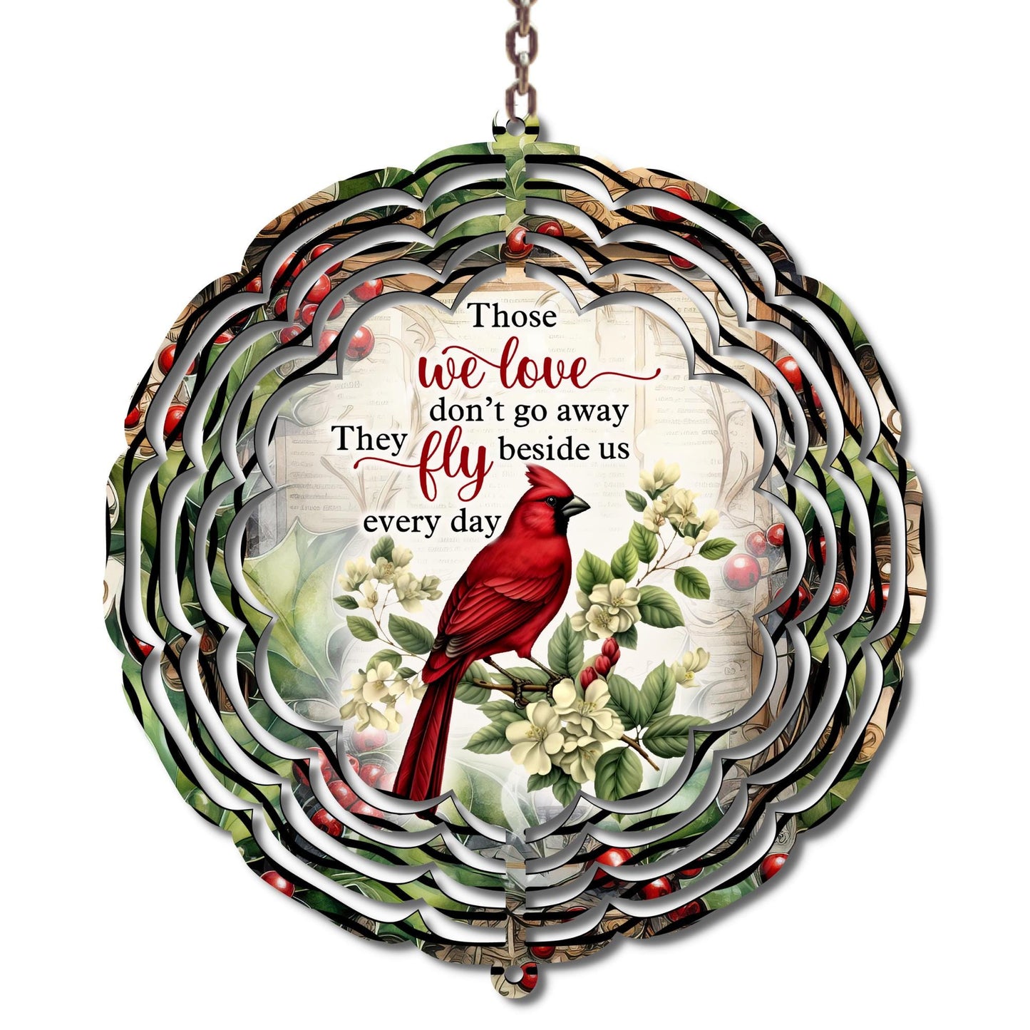Memorial Cardinal Wind Spinner | "Those We Love" Quote, Indoor/Outdoor Decor