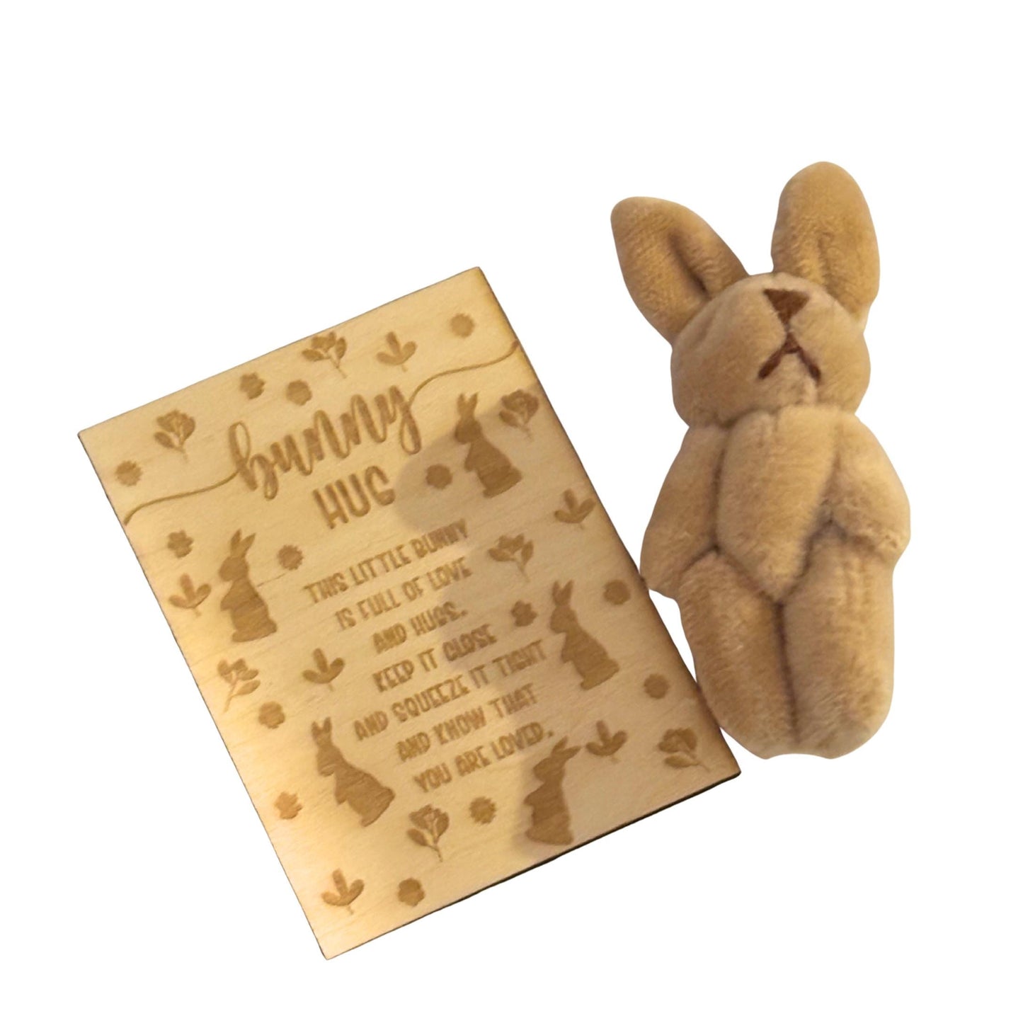 Mini Plush Bunny Hug Gift, Poem Card Keepsake, Easter Basket Filler