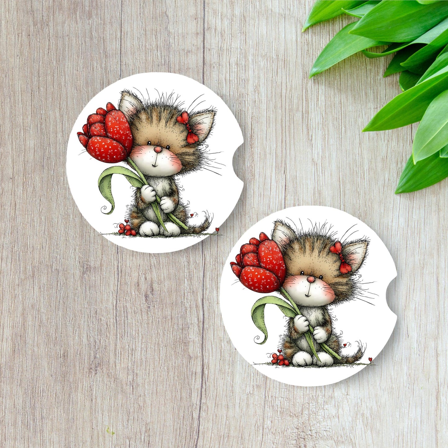 Kitten Car Coasters | Neoprene Cup Holder Coasters, Cat Lover Gift