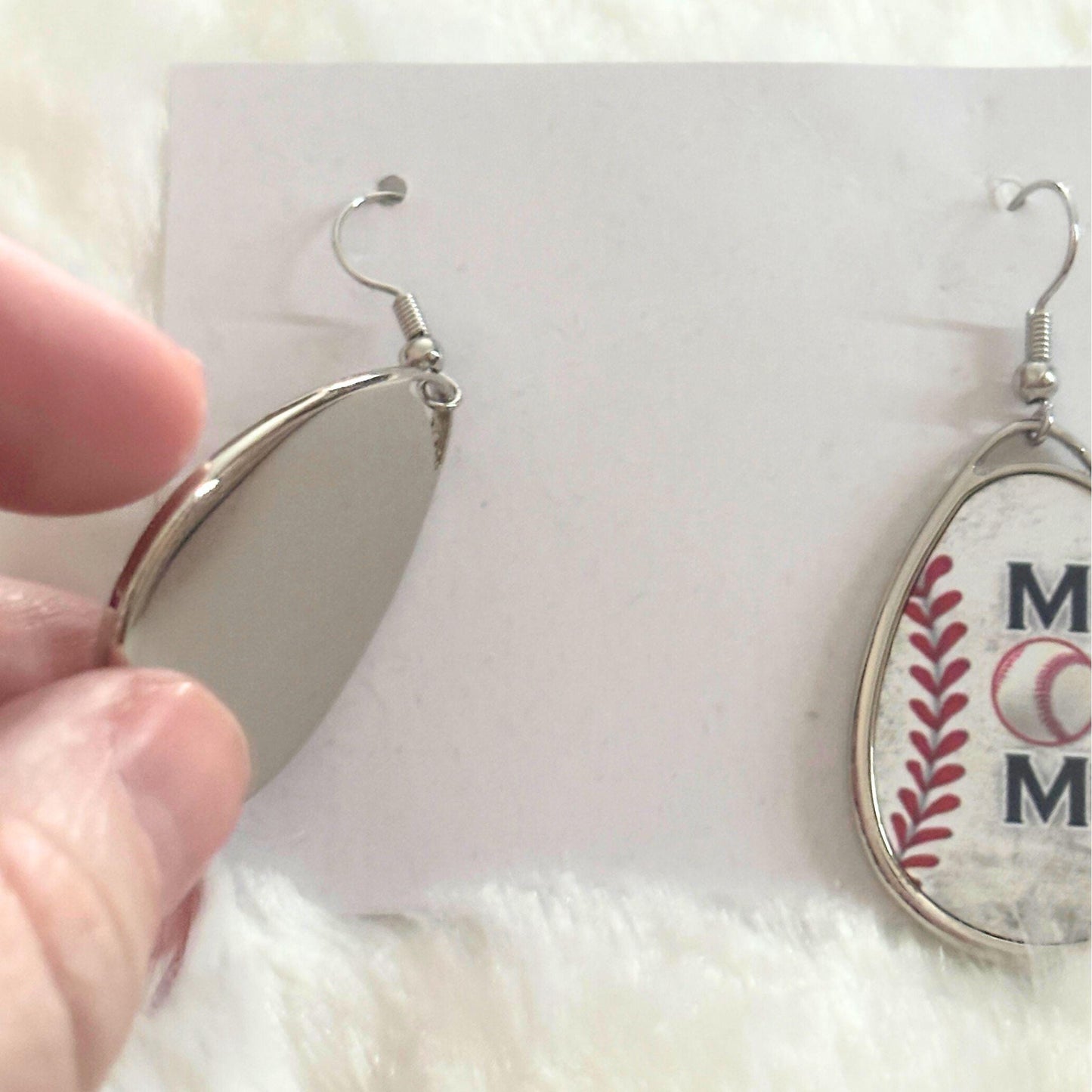 Baseball Mom Teardrop Earrings, Sports Dangle Earrings, Lightweight Zinc Alloy Jewelry for Game Day