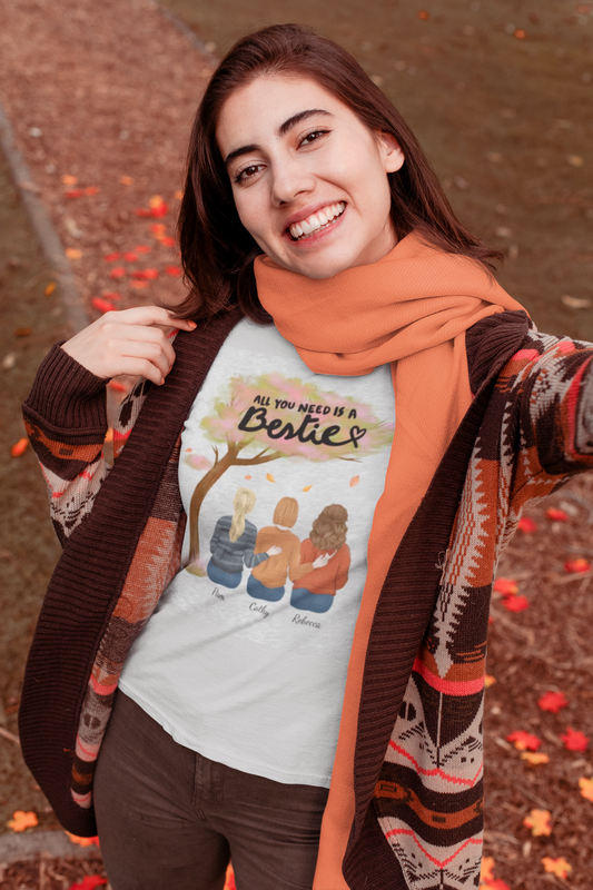 All You Need Is A Bestie Personalized Autumn T-Shirt