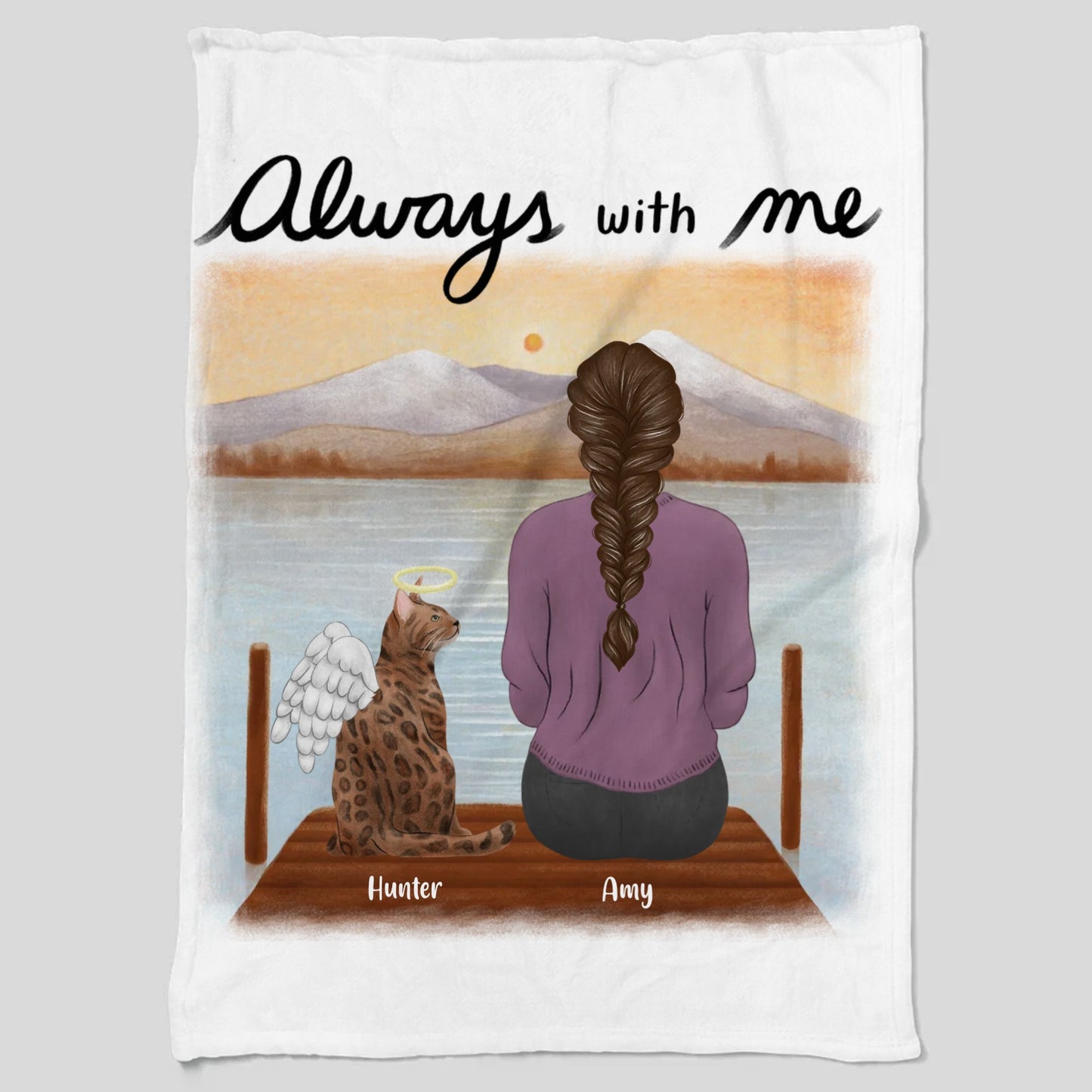 Cat Memorial Always With You Cozy Plush Fleece Blanket – 60×80