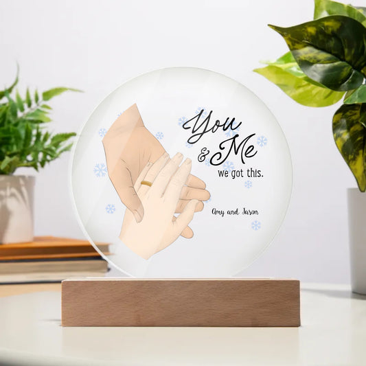 You and Me Couples Gift Circle Acrylic Plaque
