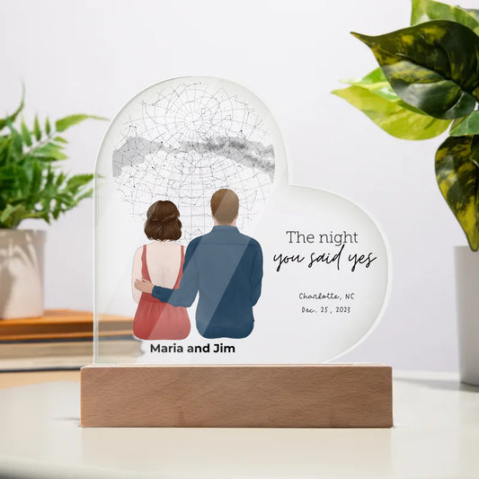 The Night You Said Yes Acrylic Heart Plaque