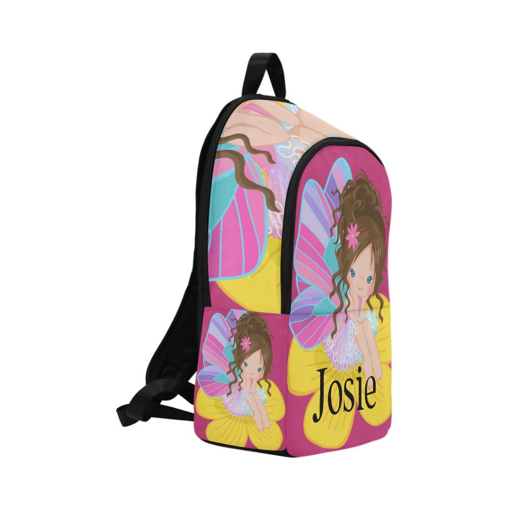 Butterfly Girls Brown Hair Backpack