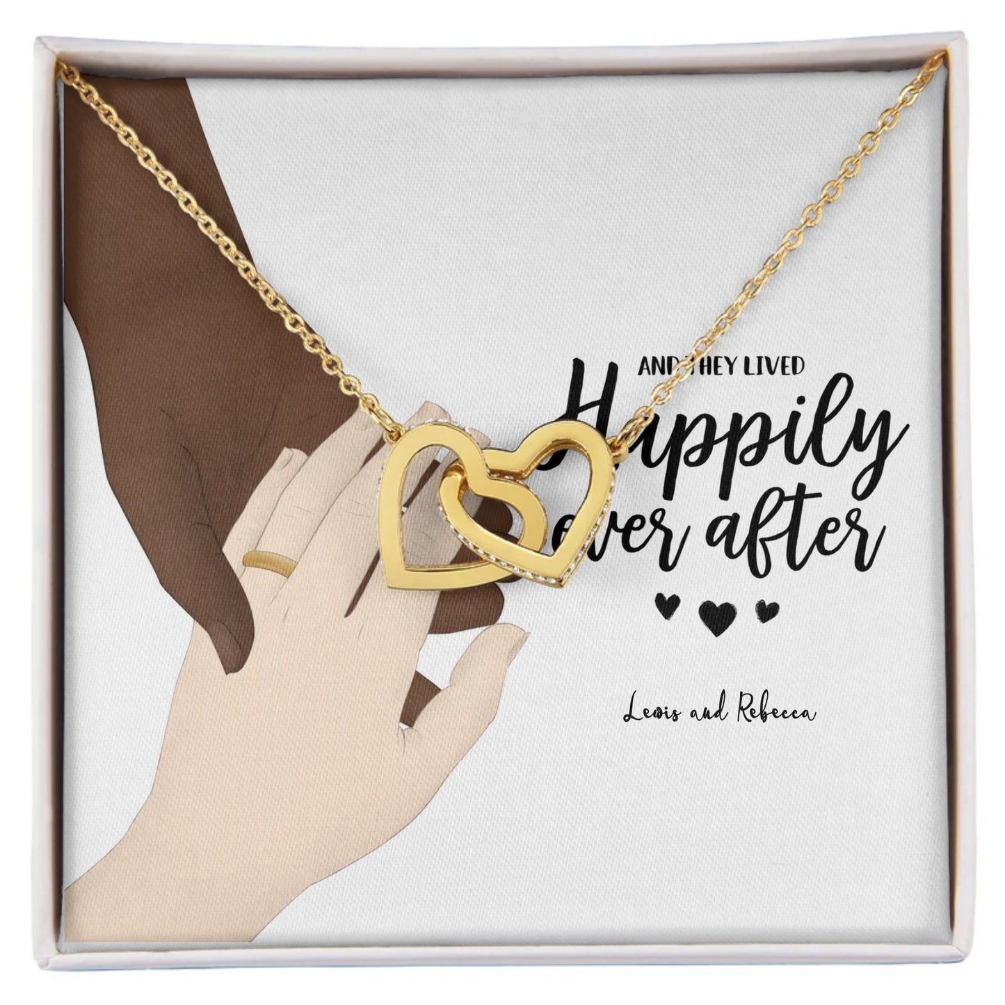 Couples Hands Interlocking Hearts Necklace