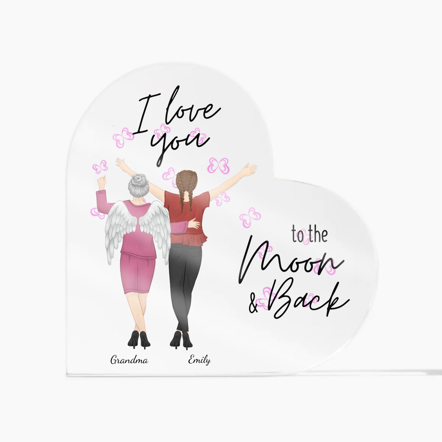 I love You To The Moon and Back Memorial Acrylic Heart