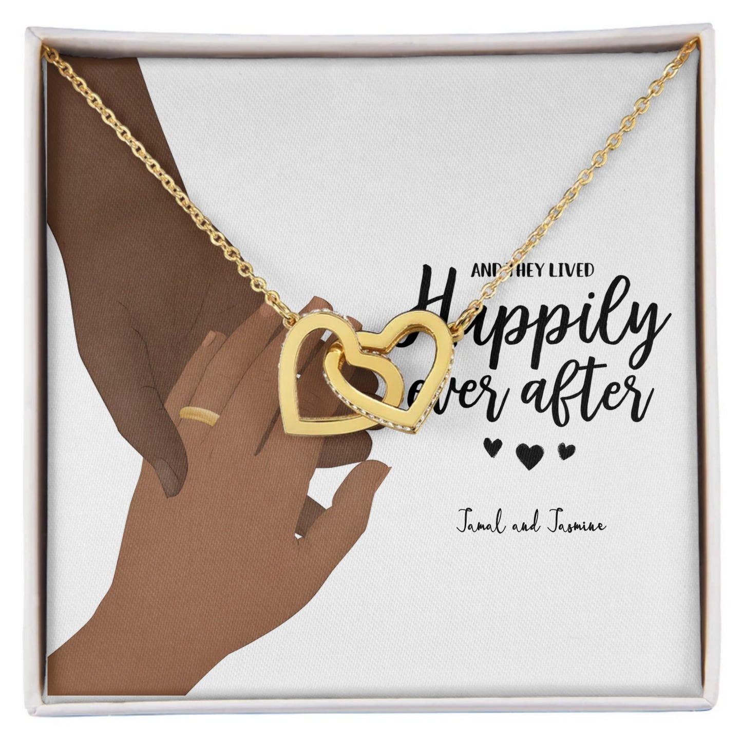 Couples Holding Hands Interlocking Hearts Necklace