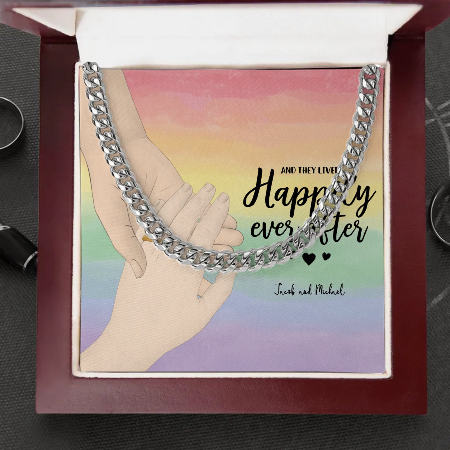 LGBTQA+ Couple Cuban Link Chain - Luxury Box