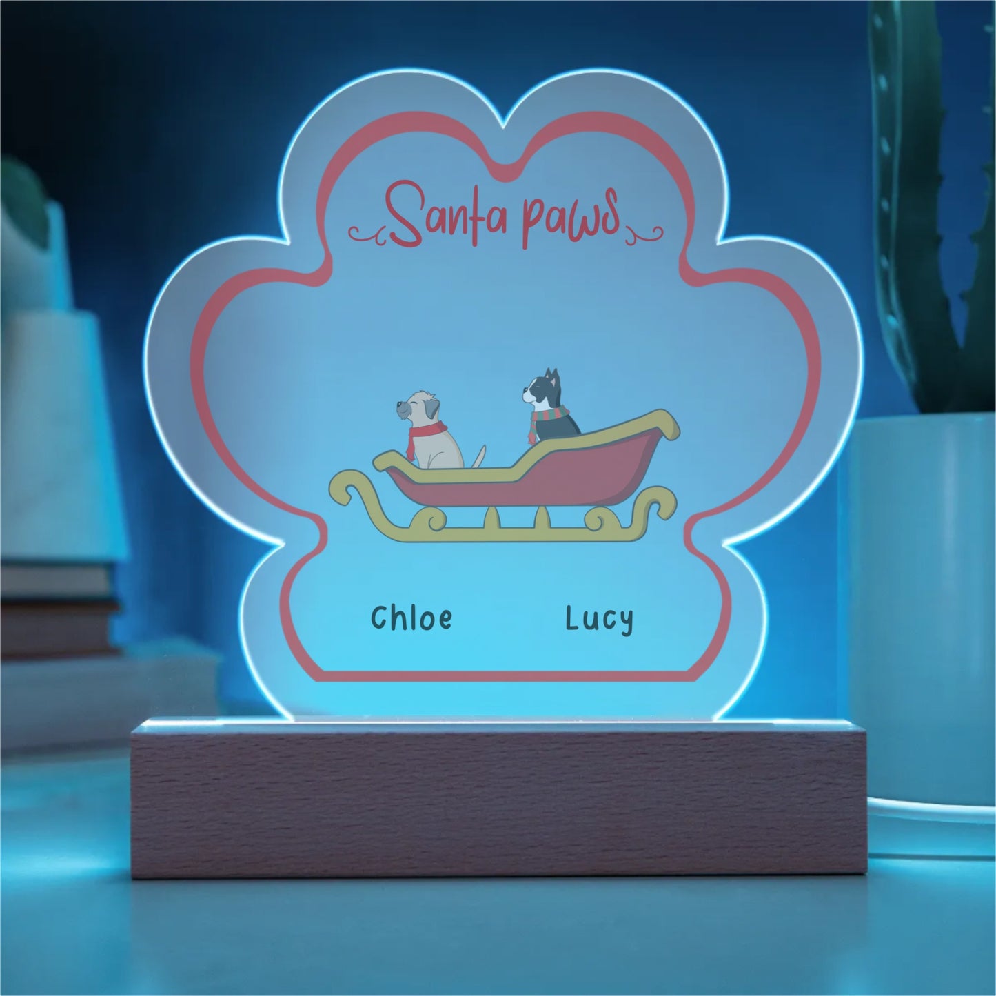 Santa Paws Acrylic Paw Plaque