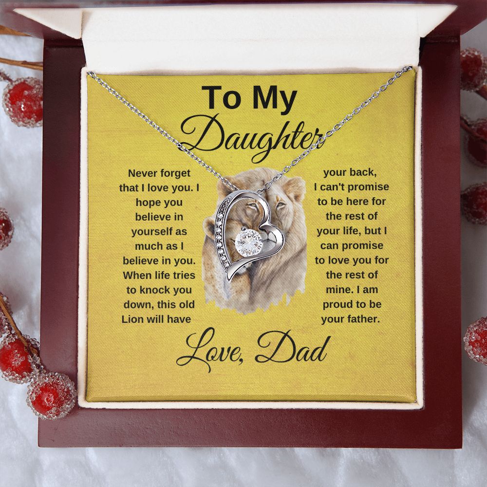 To My Daughter Heart Necklace Love Dad
