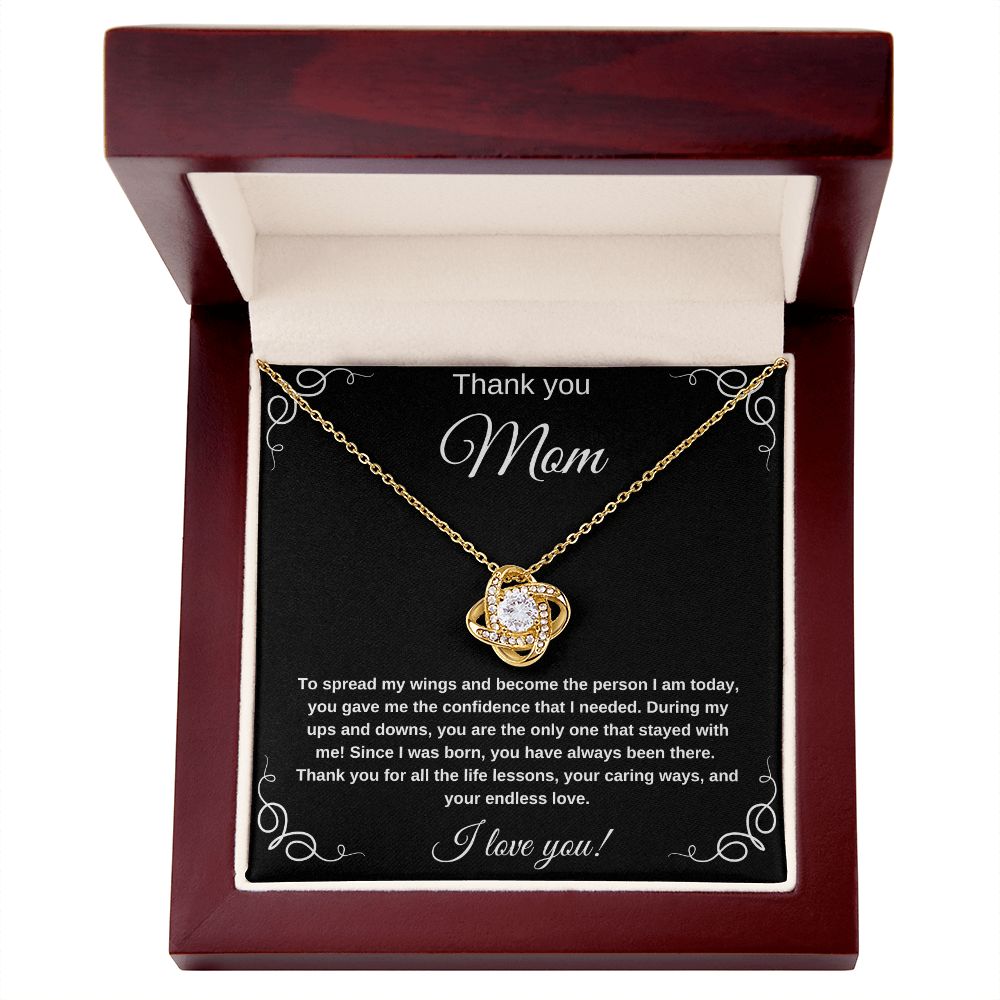 Thank You Mom For Helping Me Spread My Wings Eternity Necklace