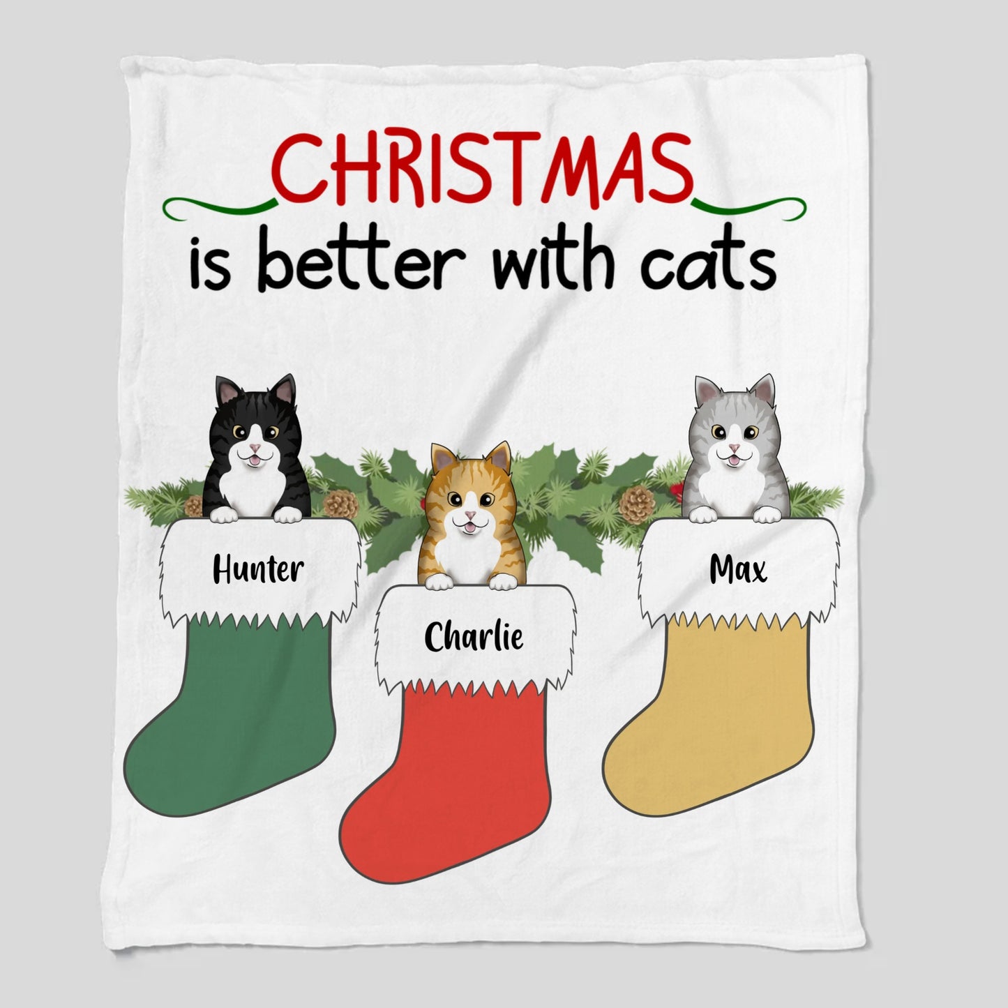Christmas Is Better With Cats Cozy Plush Fleece Blanket – 50×60