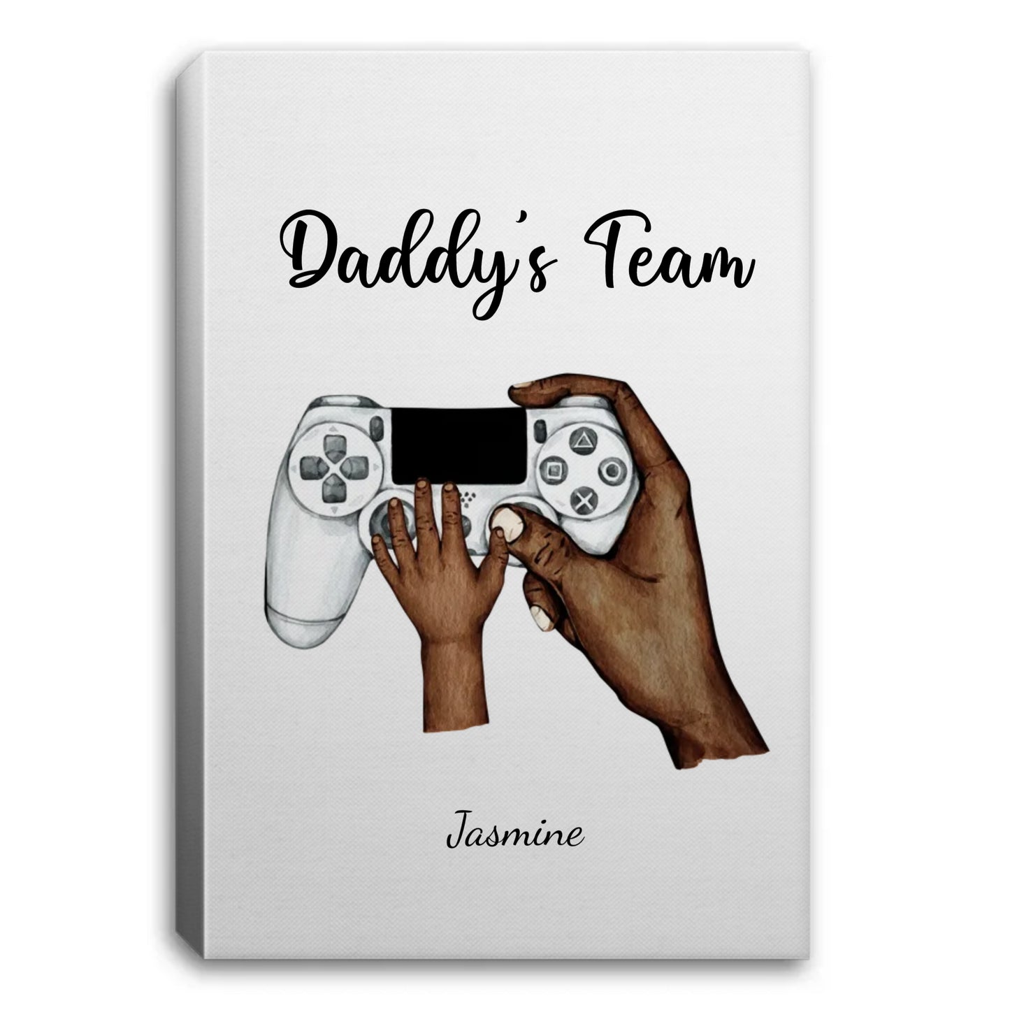 African American Daddy's Team up to 5 Hands Portrait Canvas 0.75in Frame