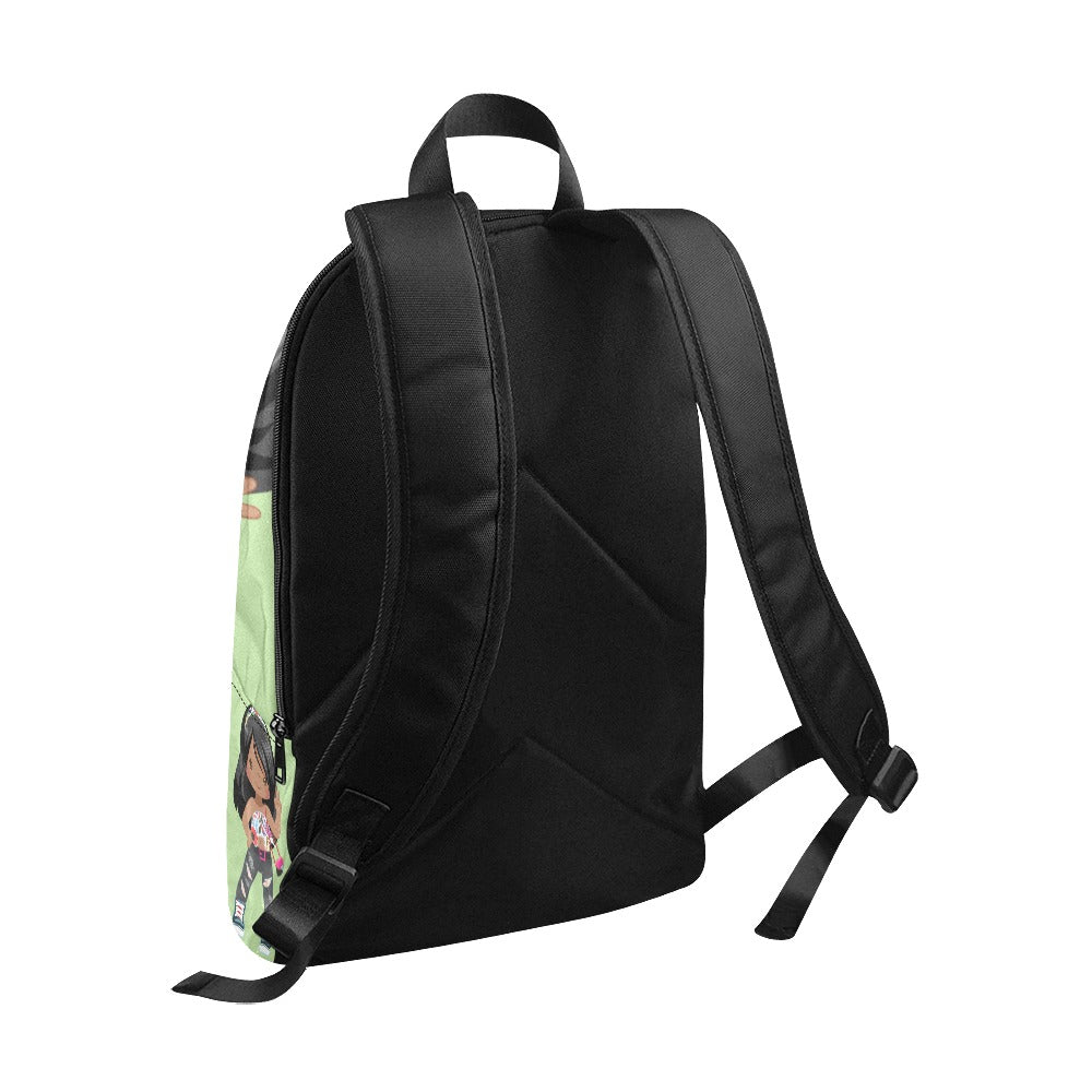 FASHION-African American Girl Green backpack Fabric Backpack