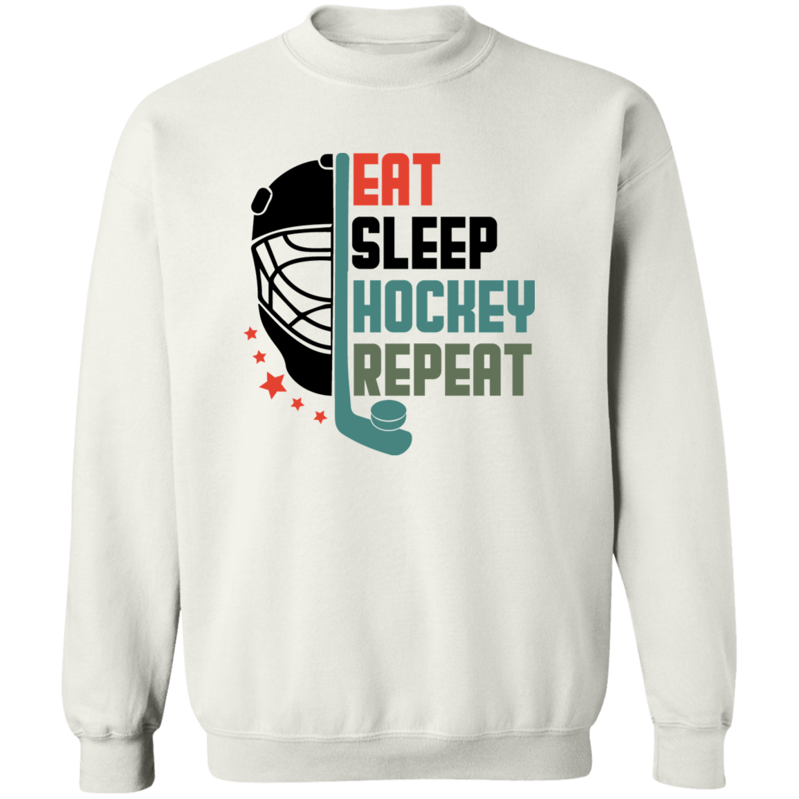 Eat Sleep Hockey Repeat Crewneck Pullover Sweatshirt