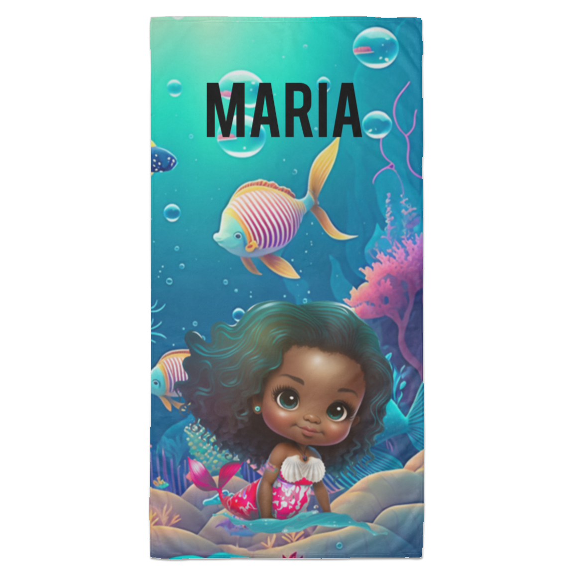 Hispanic Girl Mermaid Beach Towel - 35x70