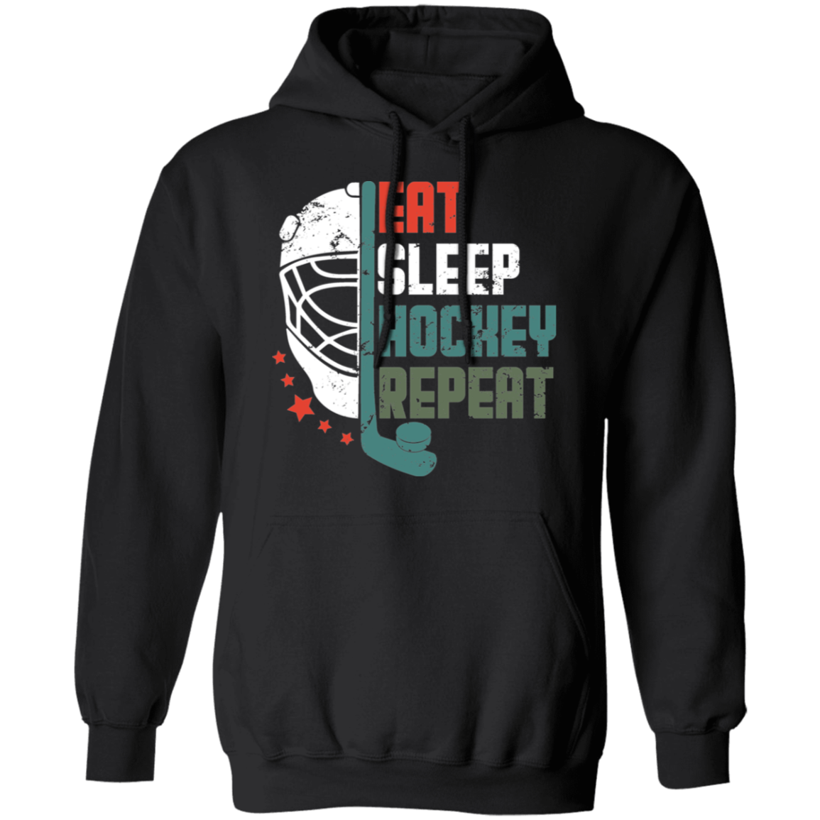 Eat Sleep Hockey Repeat Darker Colors Pullover Hoodie