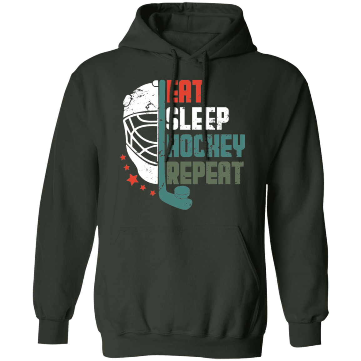 Eat Sleep Hockey Repeat Darker Colors Pullover Hoodie