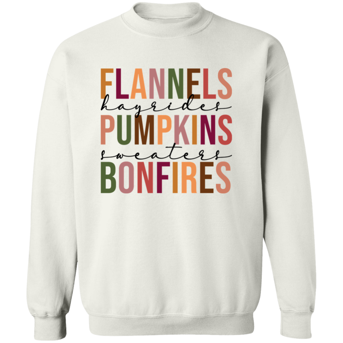 Flannels Hayrides Pumpkins Crewneck Pullover Sweatshirt