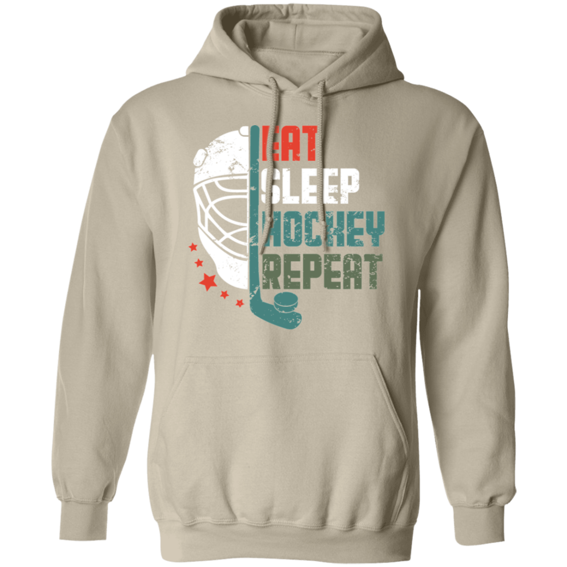 Eat Sleep Hockey Repeat Darker Colors Pullover Hoodie