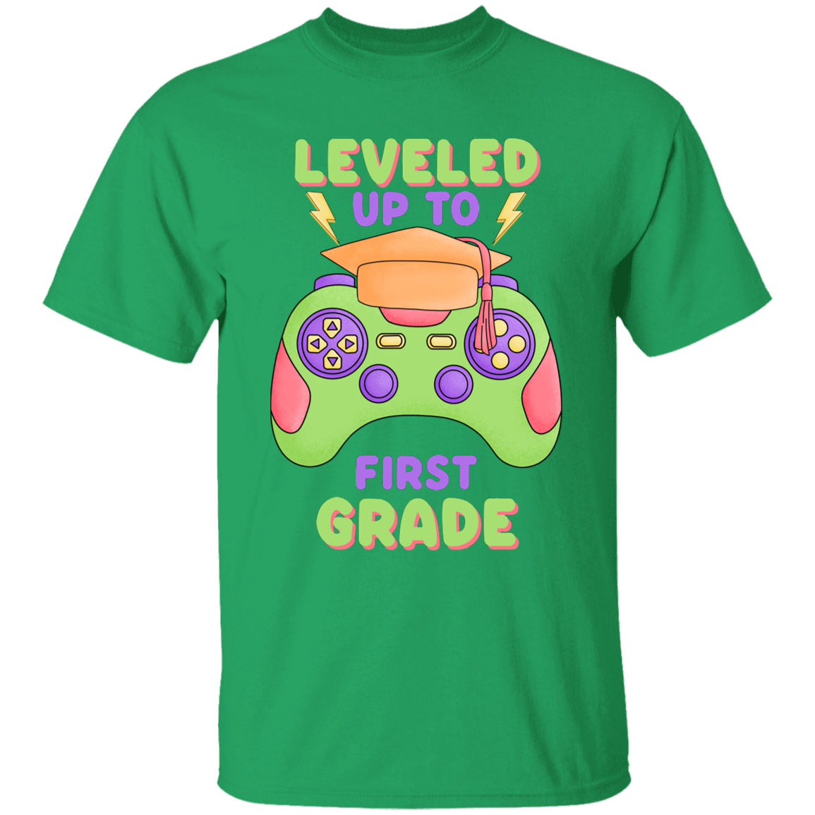 Leveled Up To First Grade Youth Cotton T-Shirt